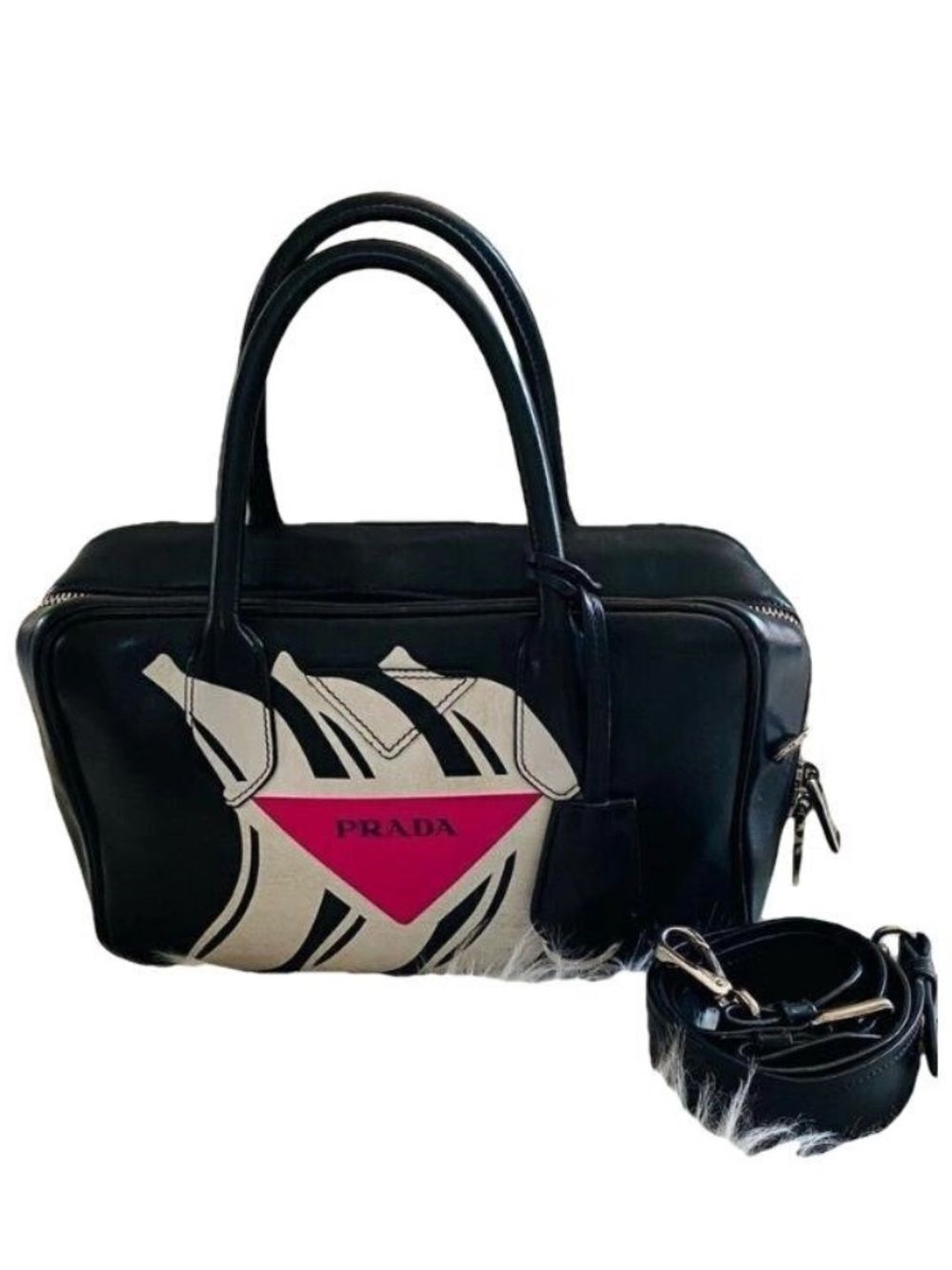 Prada Runway Rare Mirage Banana Print Bowling Bag. Authentic.